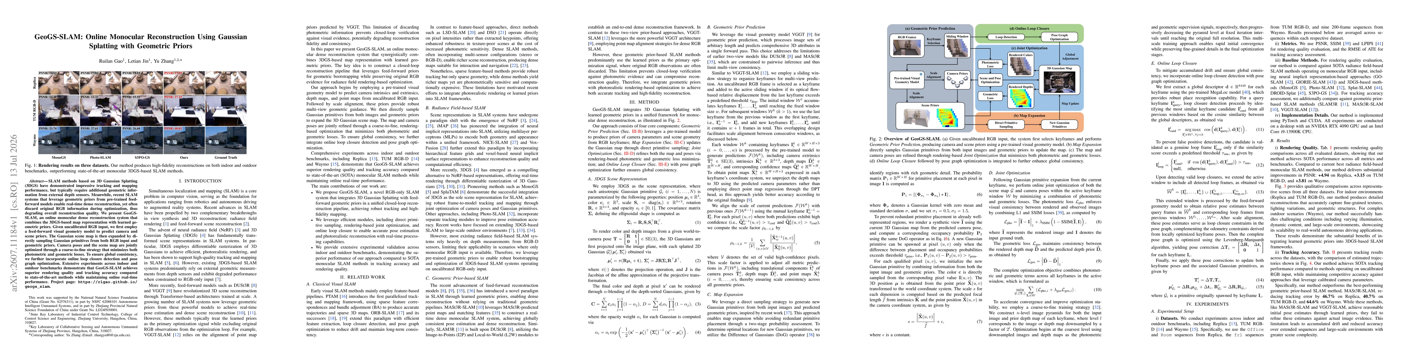 Thumbnail for GeoGS-SLAM: Online Monocular Reconstruction Using Gaussian Splatting with Geometric Priors