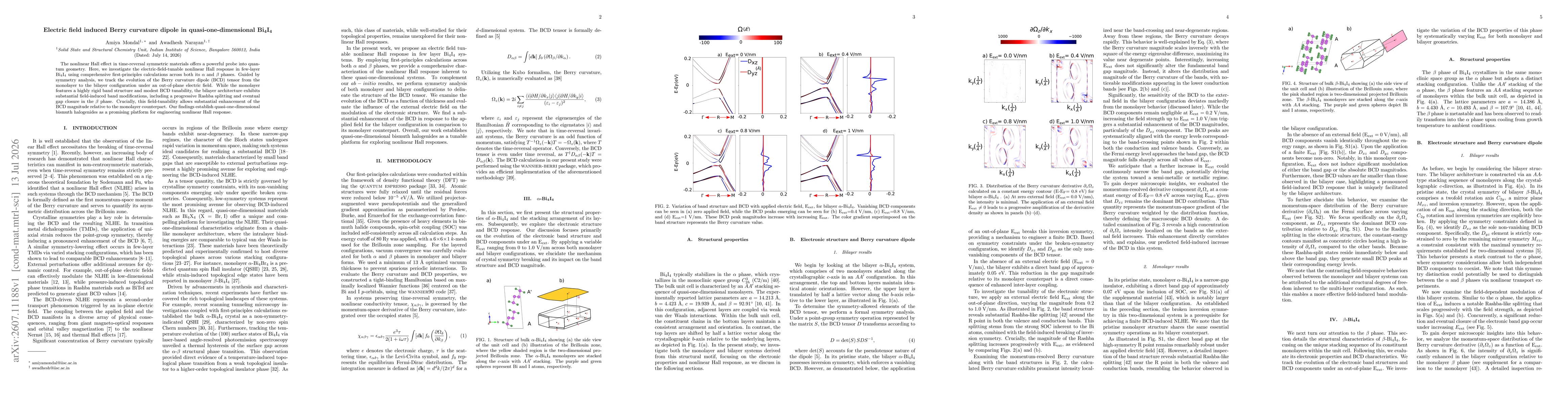 Thumbnail for Electric field induced Berry curvature dipole in quasi-one-dimensional Bi$_4$I$_4$