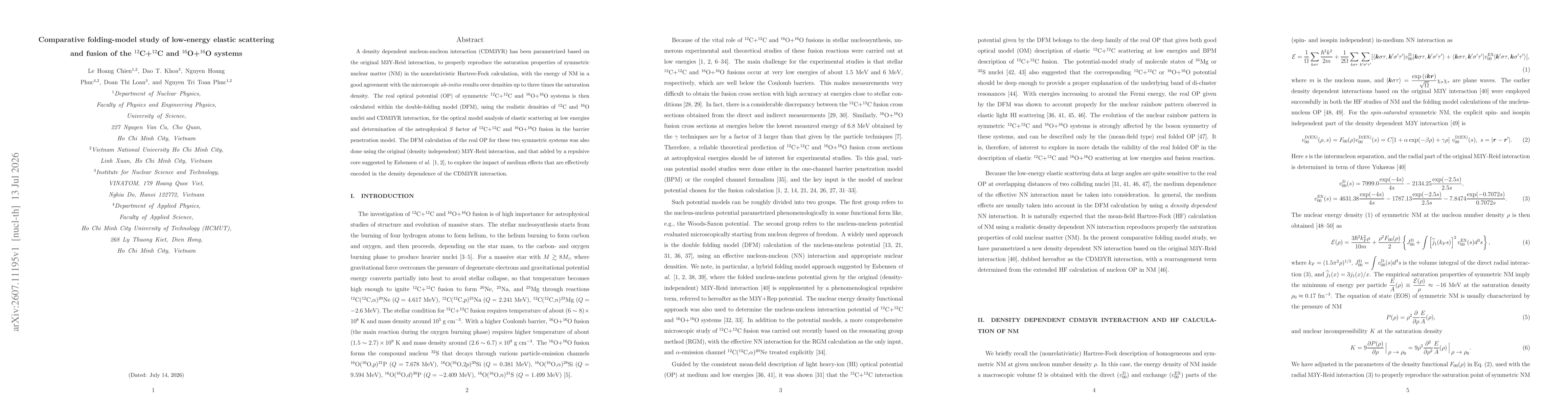 Thumbnail for Comparative folding-model study of low-energy elastic scattering and fusion of the $^{12}$C+$^{12}$C and $^{16}$O+$^{16}$O systems