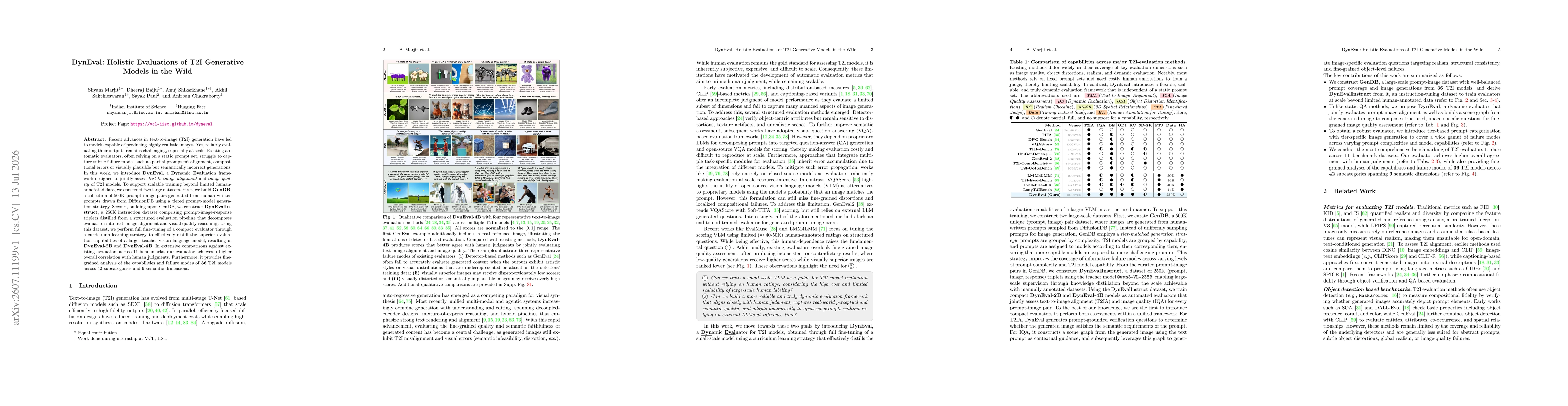 Thumbnail for DynEval: Holistic Evaluations of T2I Generative Models in the Wild