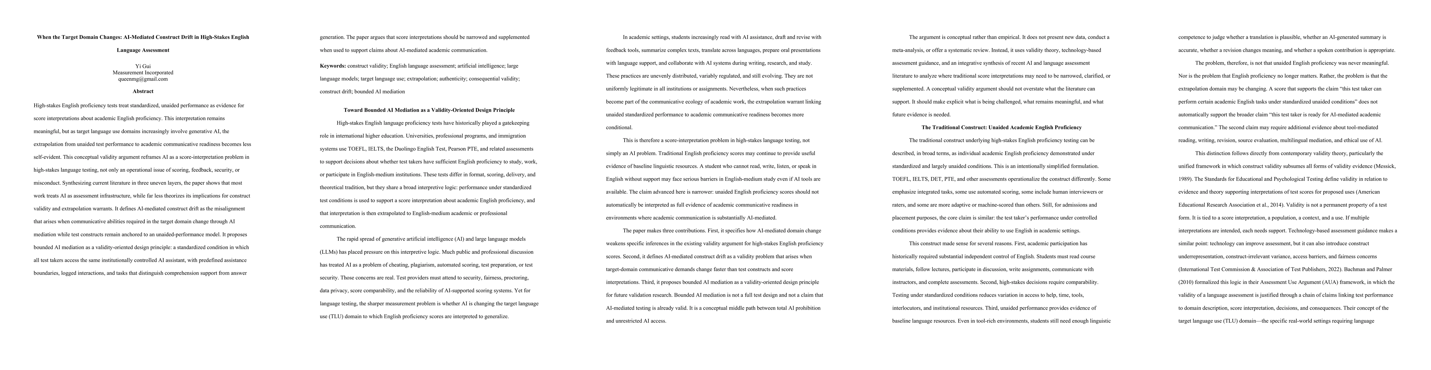 Thumbnail for When the Target Domain Changes: AI-Mediated Construct Drift in High-Stakes English Language AssessmenW
