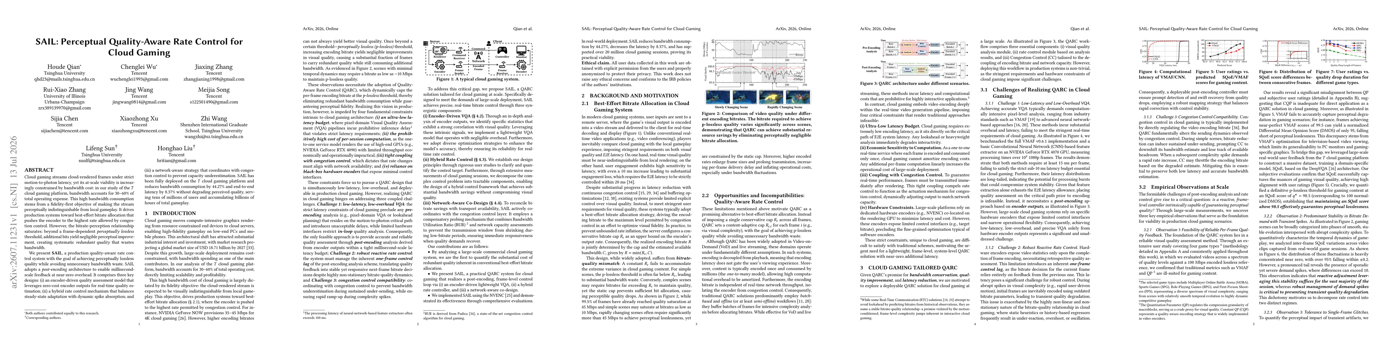 Thumbnail for SAIL: Perceptual Quality-Aware Rate Control for Cloud Gaming