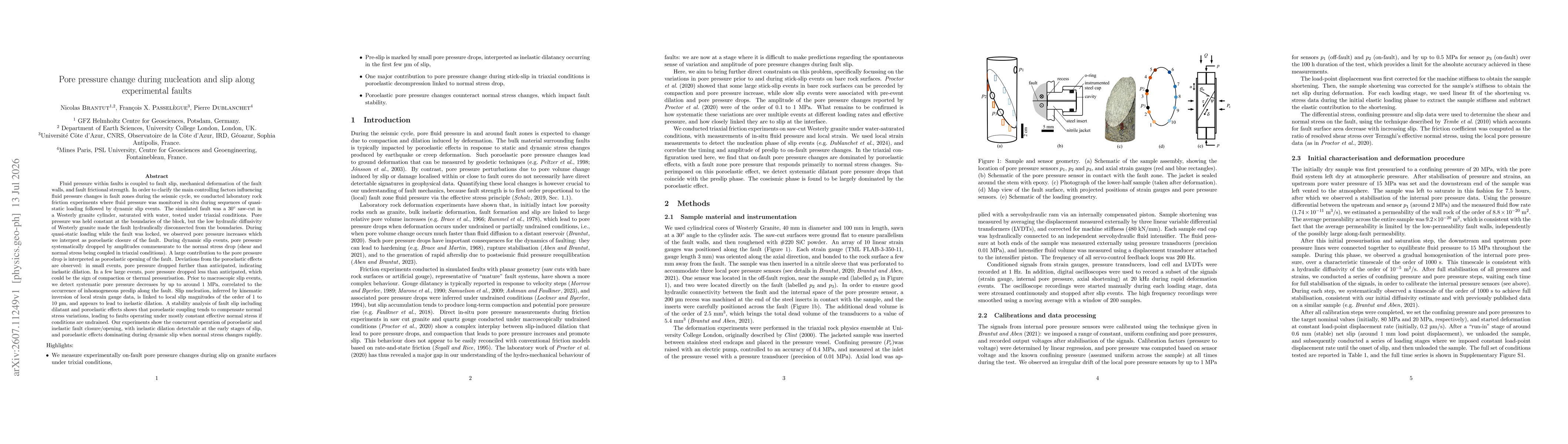 Thumbnail for Pore pressure change during nucleation and slip along experimental faults