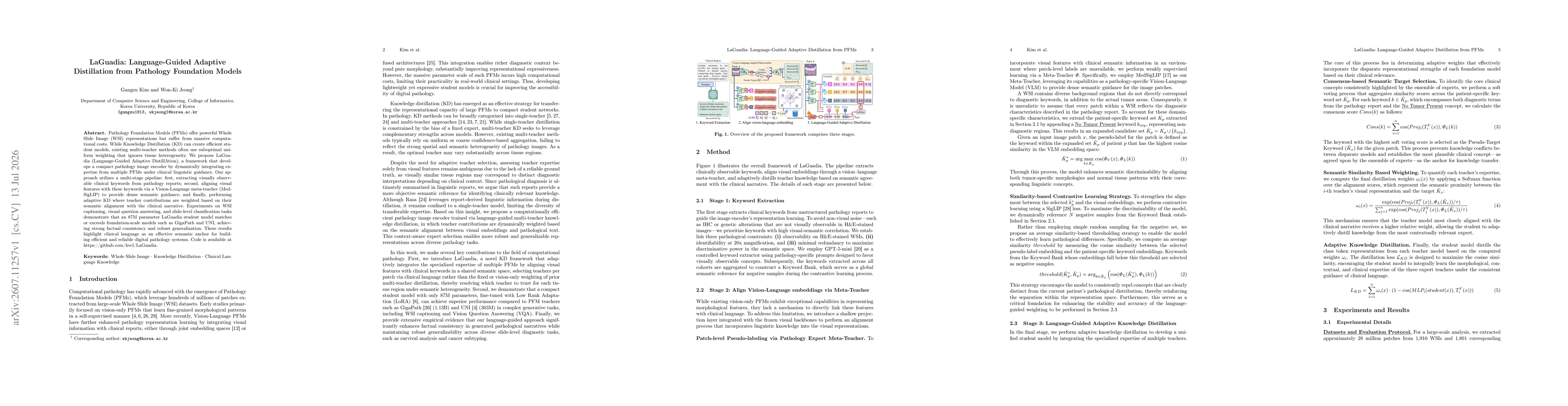 Thumbnail for LaGuadia: Language-Guided Adaptive Distillation from Pathology Foundation Models