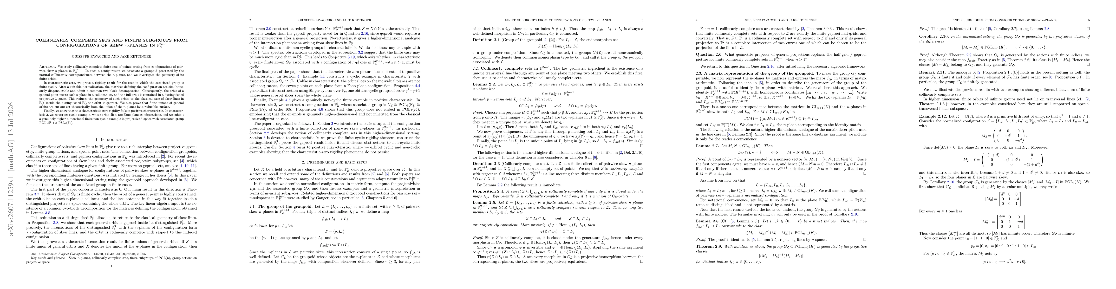 Thumbnail for Collinearly complete sets and finite subgroups from configurations of skew $n$-planes in $\mathbb P^{2n+1}_K$