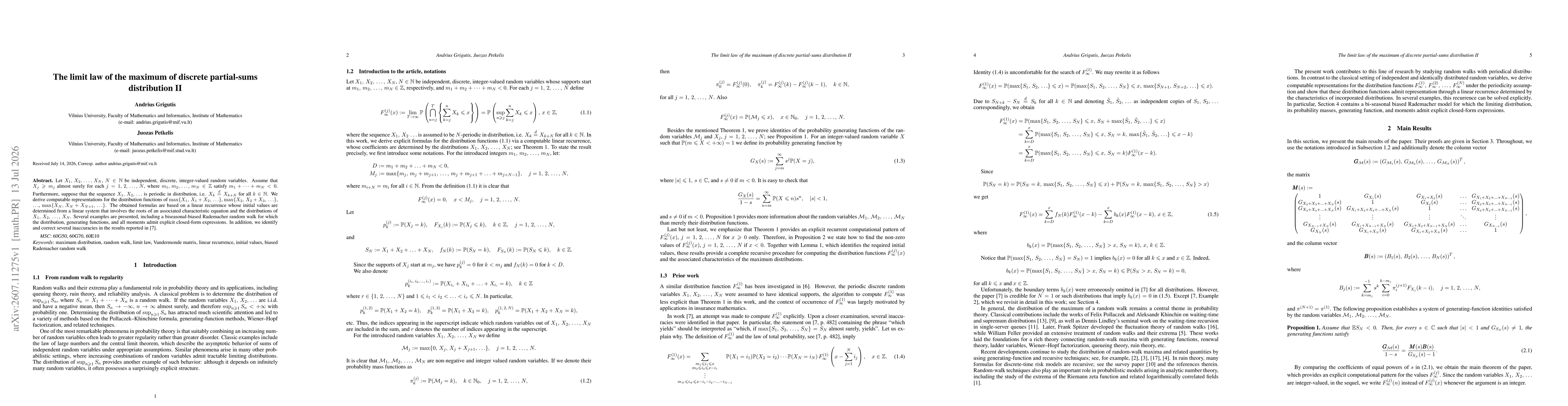 Thumbnail for The limit law of the maximum of discrete partial-sums distribution II