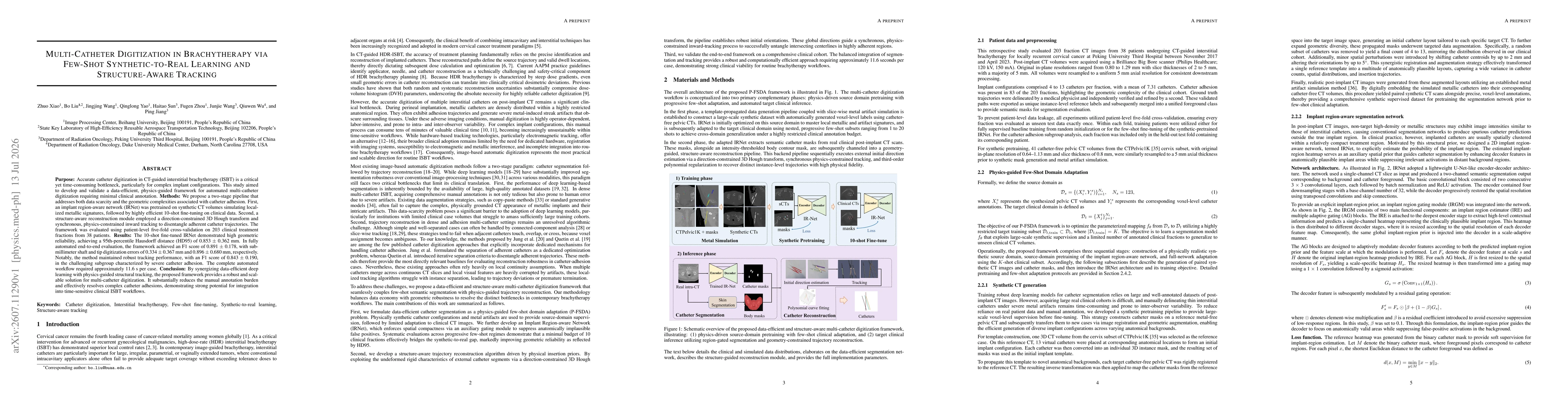 Thumbnail for Multi-Catheter Digitization in Brachytherapy via Few-Shot Synthetic-to-Real Learning and Structure-Aware Tracking