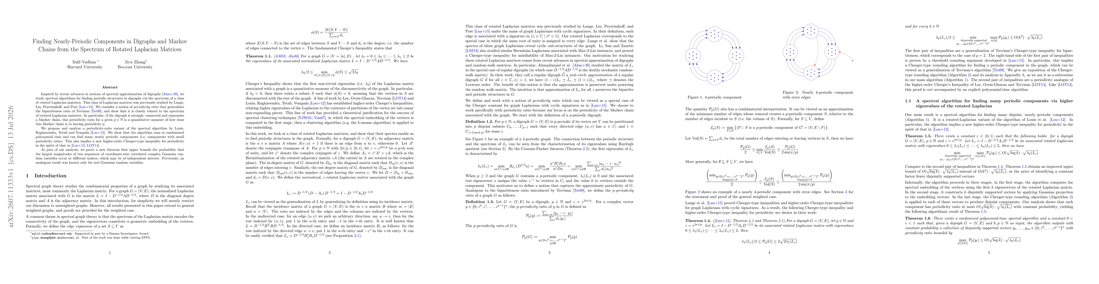 Thumbnail for Finding Nearly-Periodic Components in Digraphs and Markov Chains from the Spectrum of Rotated Laplacian Matrices