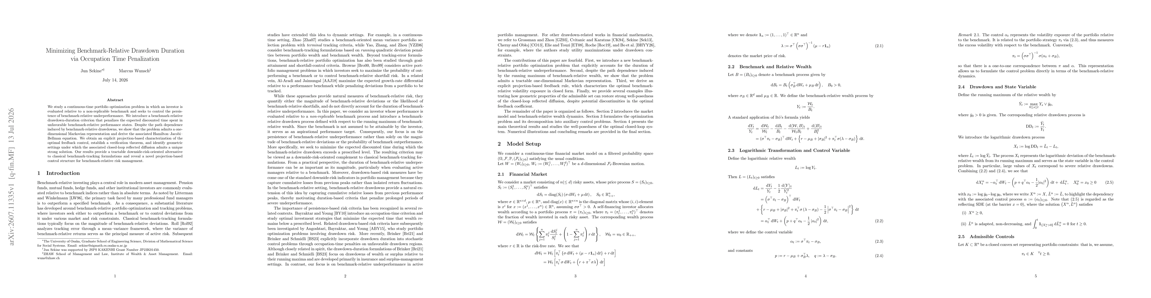 Thumbnail for Minimizing Benchmark-Relative Drawdown Duration via Occupation Time Penalization