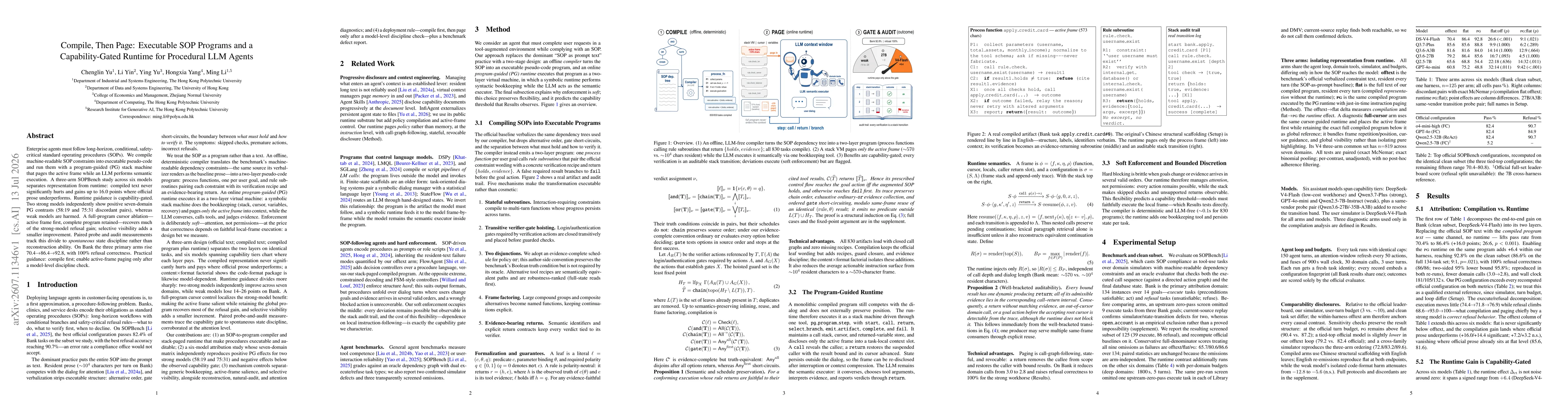 Thumbnail for Compile, Then Page: Executable SOP Programs and a Capability-Gated Runtime for Procedural LLM Agents