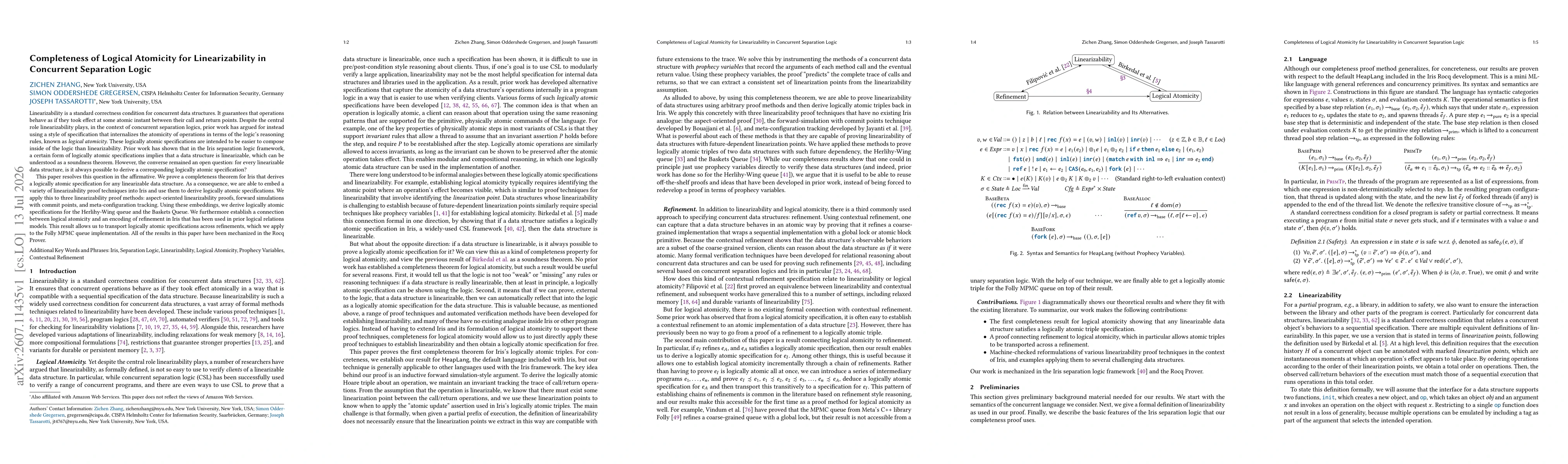 Thumbnail for Completeness of Logical Atomicity for Linearizability in Concurrent Separation Logic