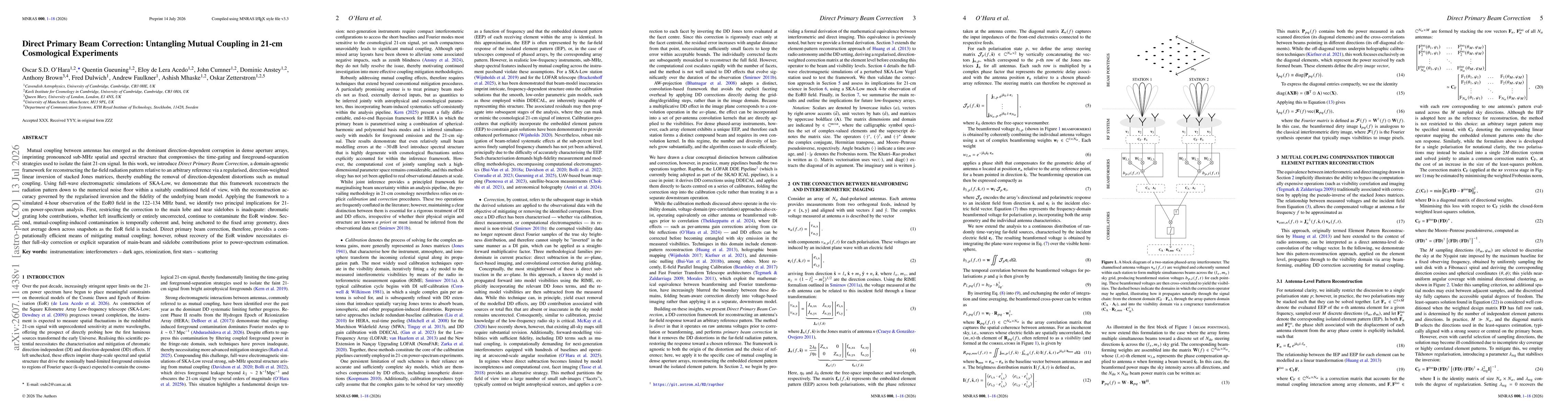 Thumbnail for Direct Primary Beam Correction: Untangling Mutual Coupling in 21-cm Cosmological Experiments