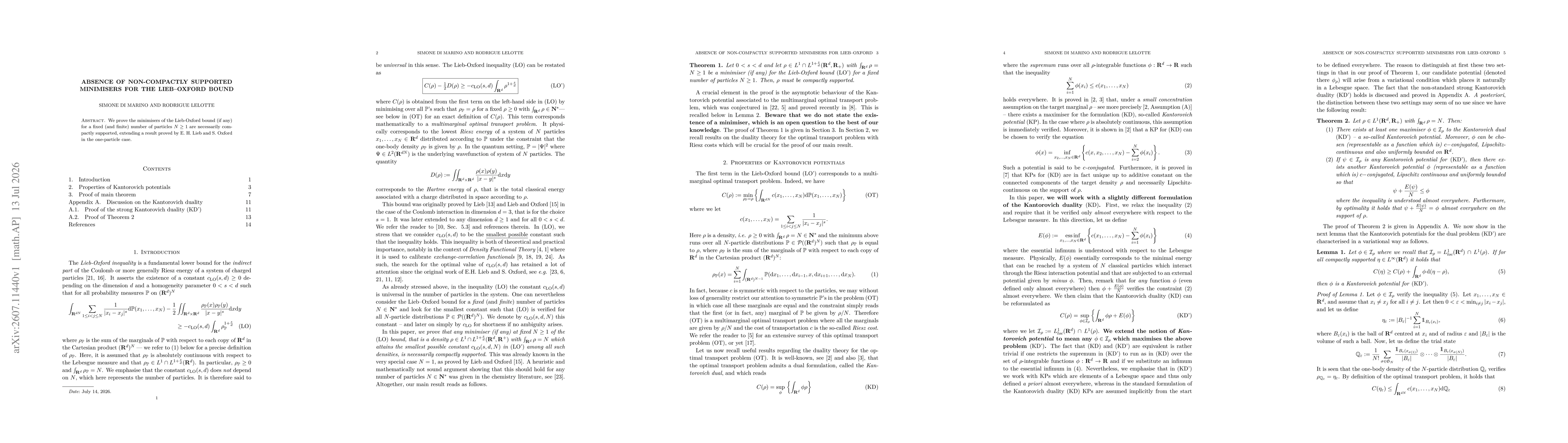 Thumbnail for Absence of non-compactly supported minimisers for the Lieb-Oxford bound