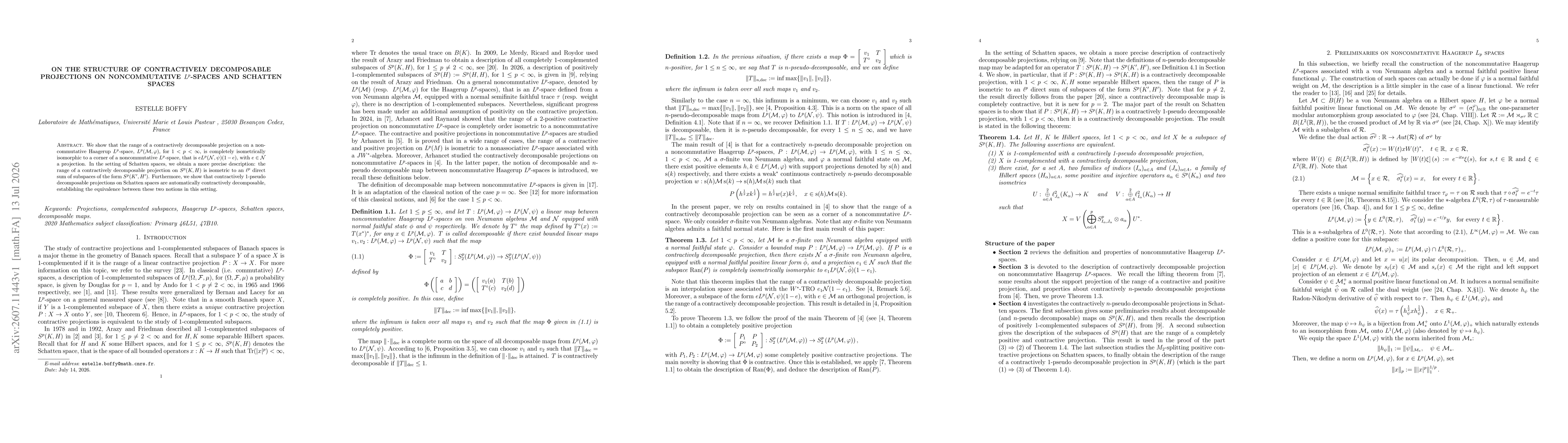 Thumbnail for On the structure of contractively decomposable projections on noncommutative $L^p$-spaces and Schatten spaces