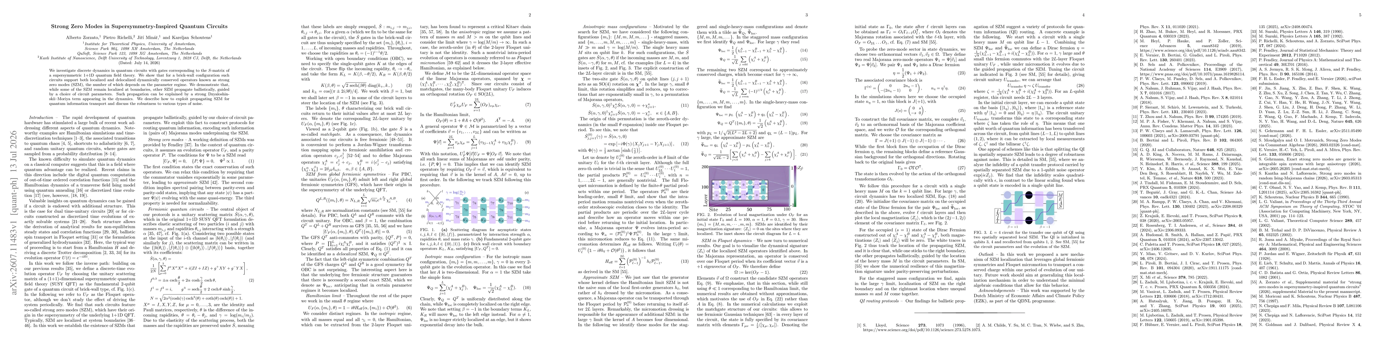 Thumbnail for Strong Zero Modes in Supersymmetry-Inspired Quantum Circuits