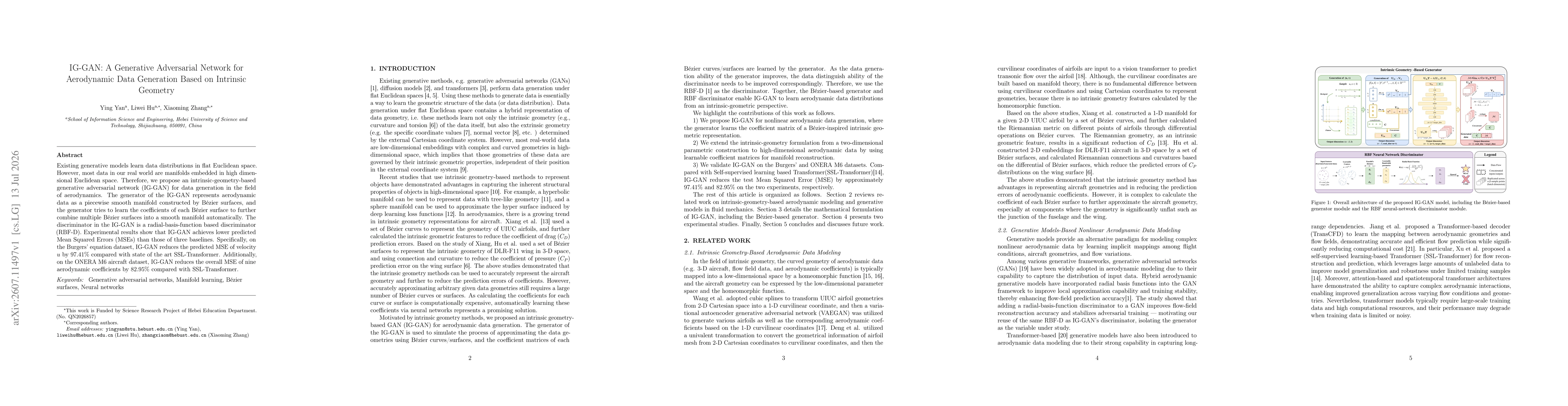 Thumbnail for IG-GAN: A Generative Adversarial Network for Aerodynamic Data Generation Based on Intrinsic Geometry