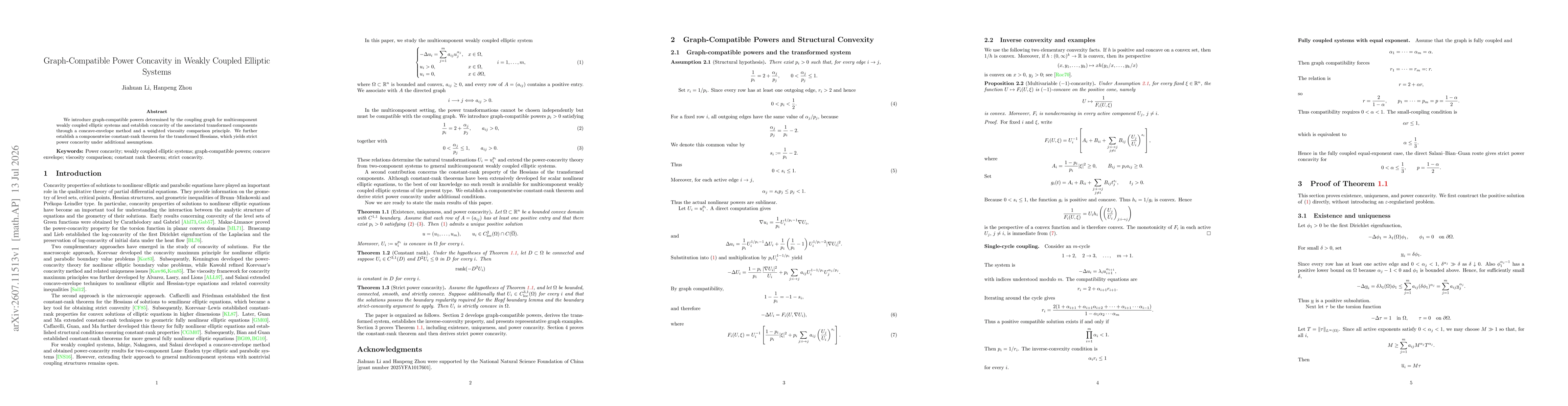 Thumbnail for Graph-Compatible Power Concavity in Weakly Coupled Elliptic Systems
