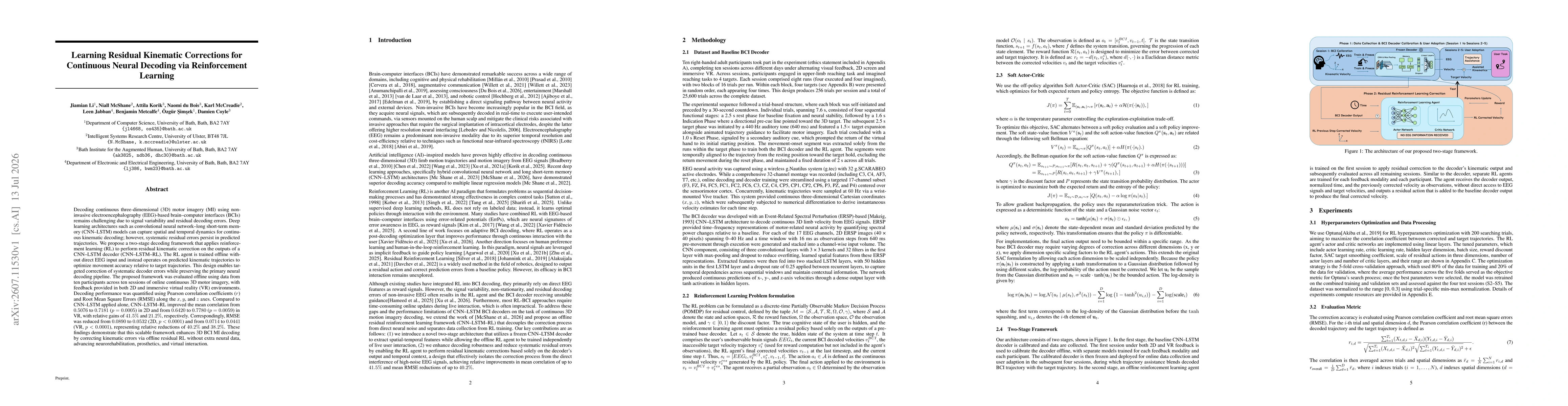 Thumbnail for Learning Residual Kinematic Corrections for Continuous Neural Decoding via Reinforcement Learning
