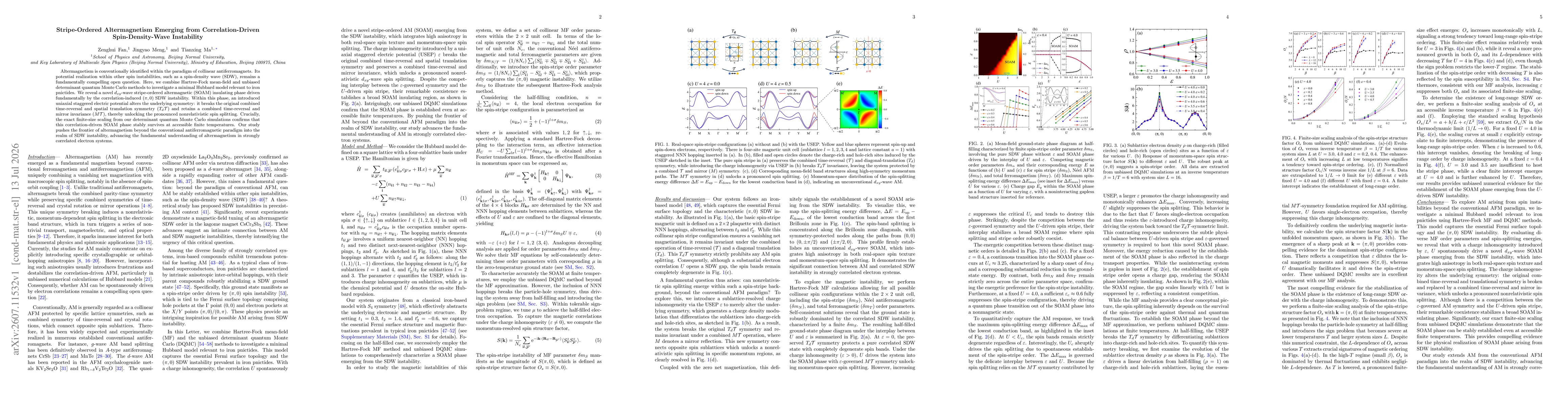 Thumbnail for Stripe-Ordered Altermagnetism Emerging from Correlation-Driven Spin-Density-Wave Instability