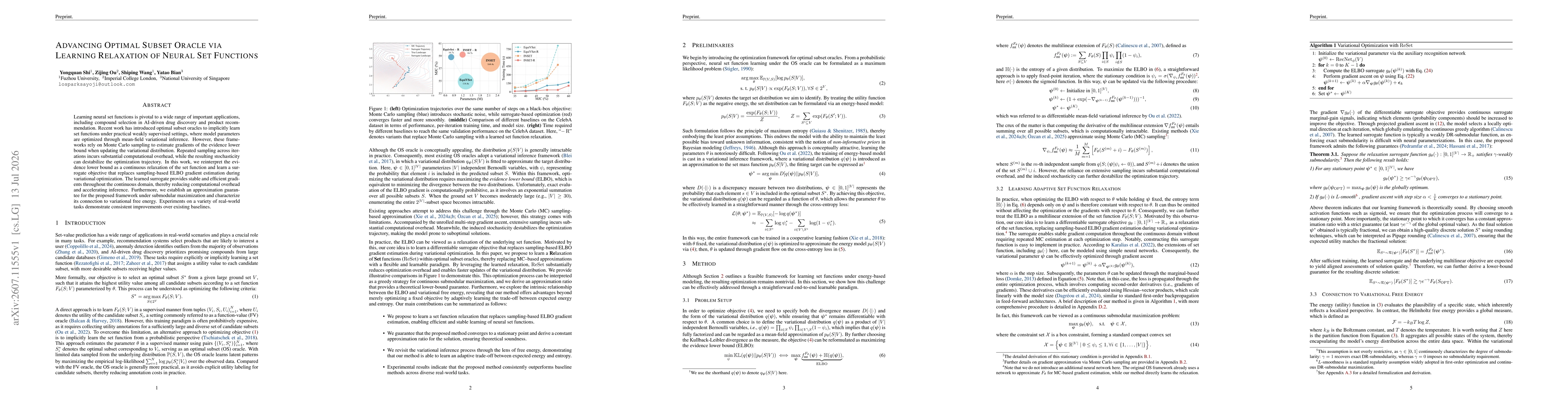 Thumbnail for Advancing Optimal Subset Oracle via Learning Relaxation of Neural Set Functions