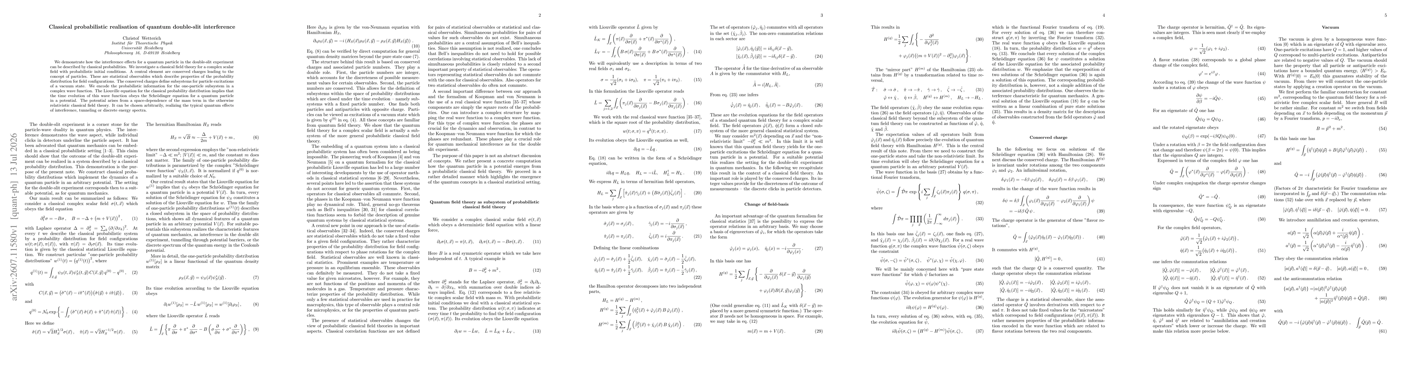 Thumbnail for Classical probabilistic realisation of quantum double-slit interference