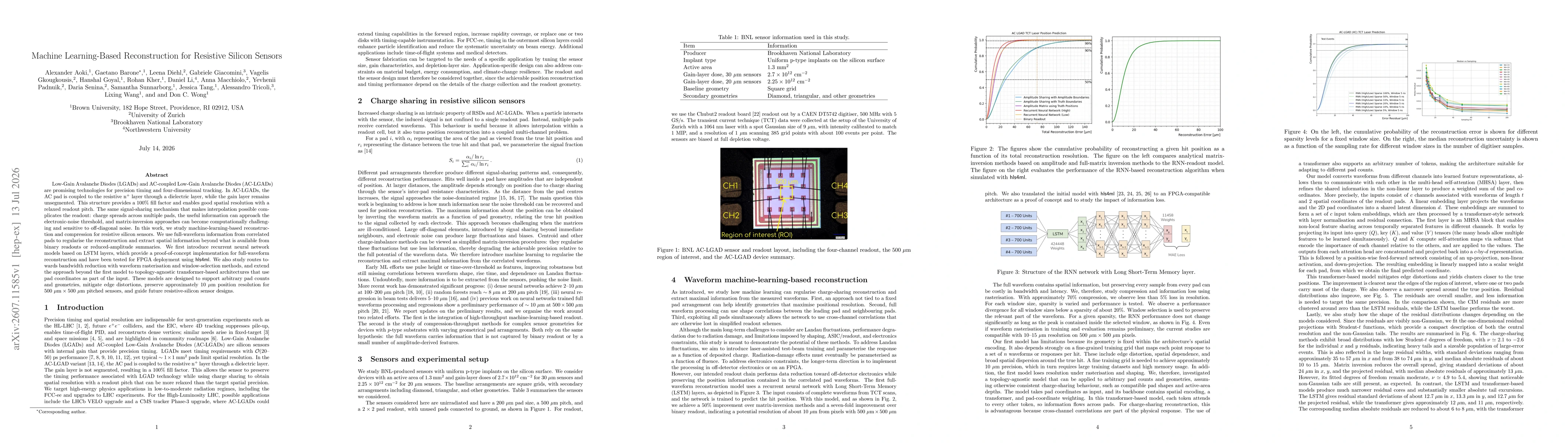 Thumbnail for Machine Learning-Based Reconstruction for Resistive Silicon Sensors