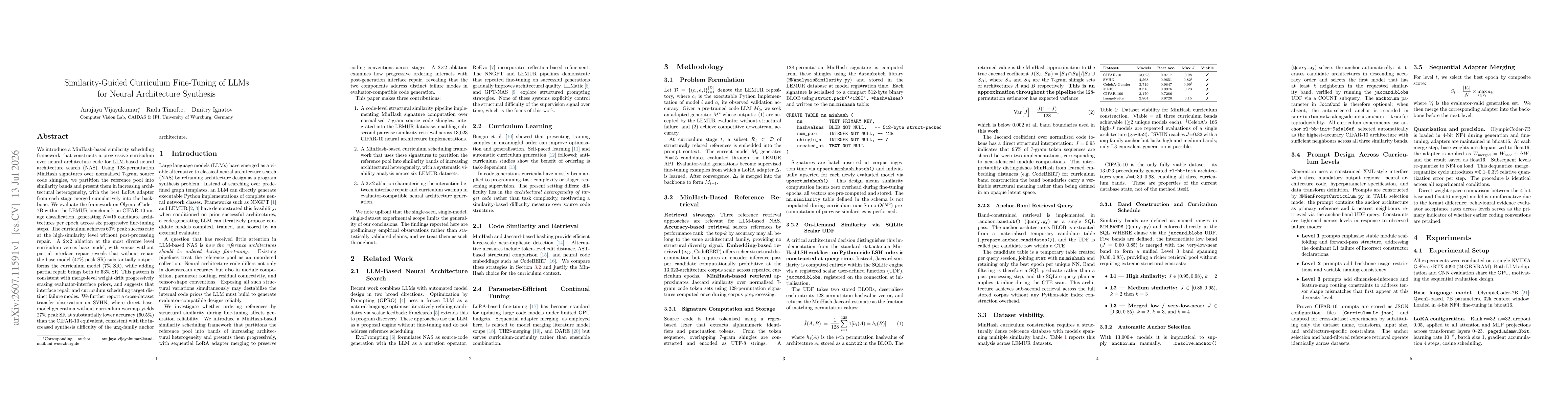 Thumbnail for Similarity-Guided Curriculum Fine-Tuning of LLMs for Neural Architecture Synthesis