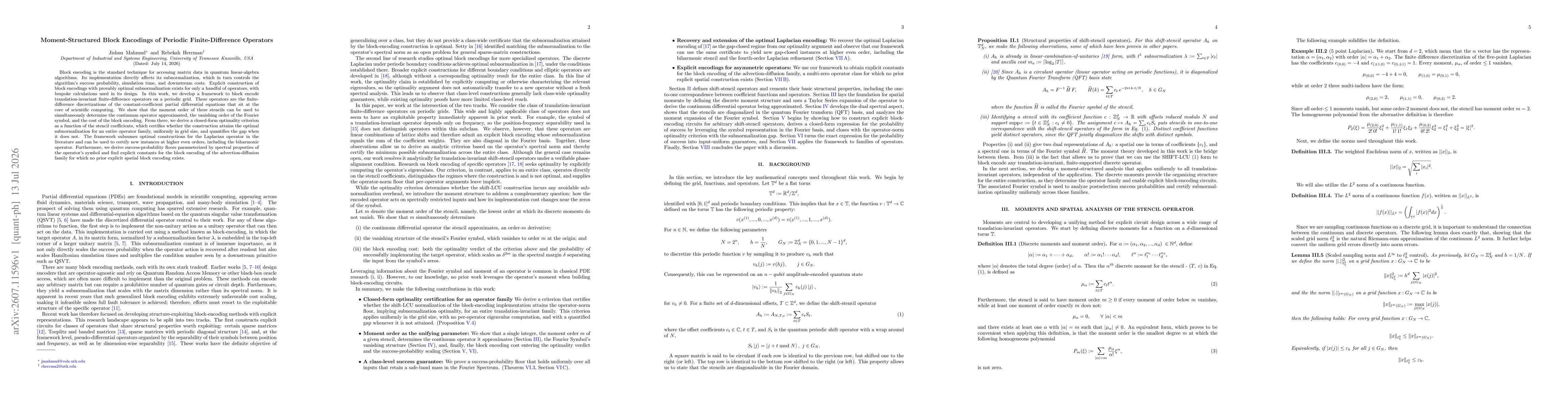Thumbnail for Moment-Structured Block Encodings of Periodic Finite-Difference Operators