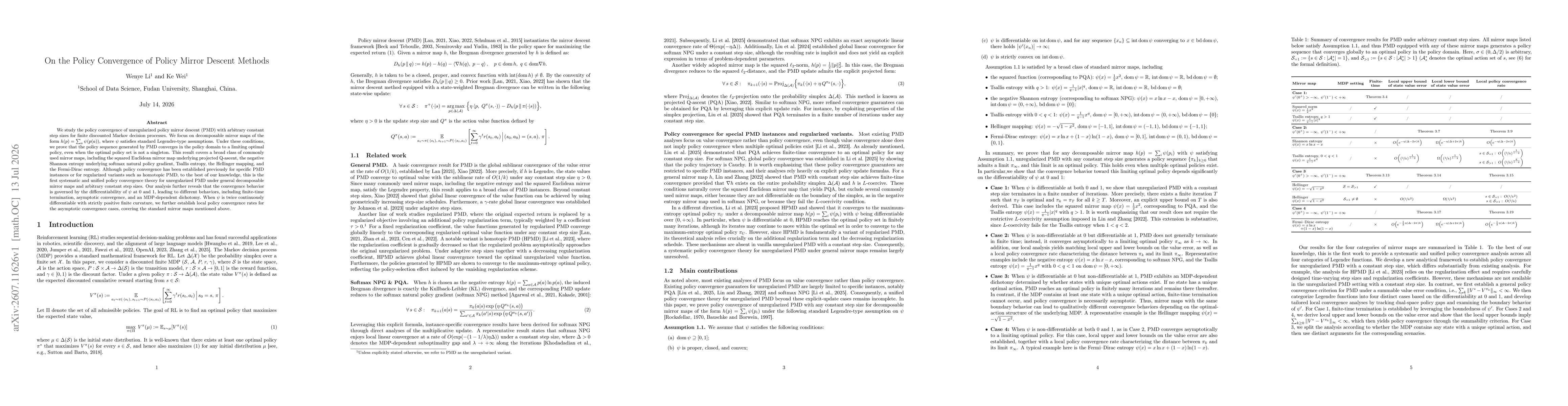 Thumbnail for On the Policy Convergence of Policy Mirror Descent Methods