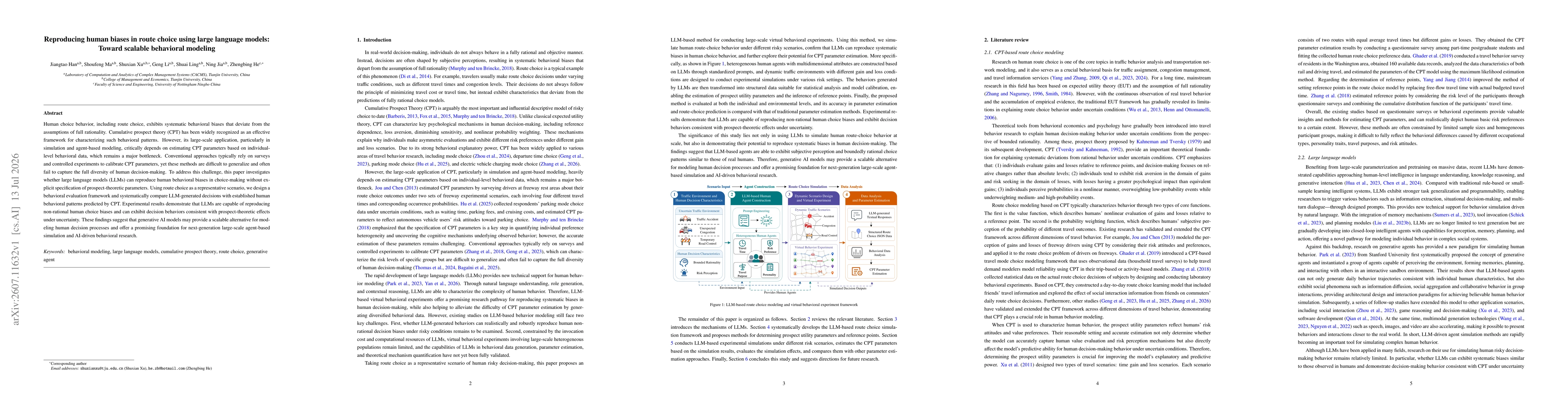 Thumbnail for Reproducing human biases in route choice using large language models: Toward scalable behavioral modeling