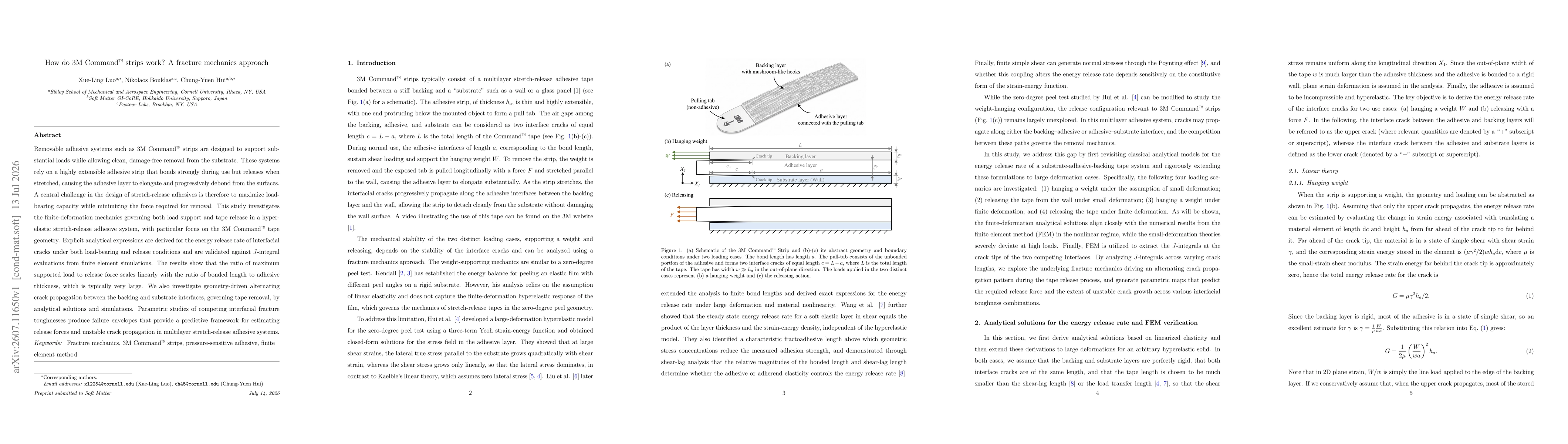 Thumbnail for How do 3M Command strips work? A fracture mechanics approach