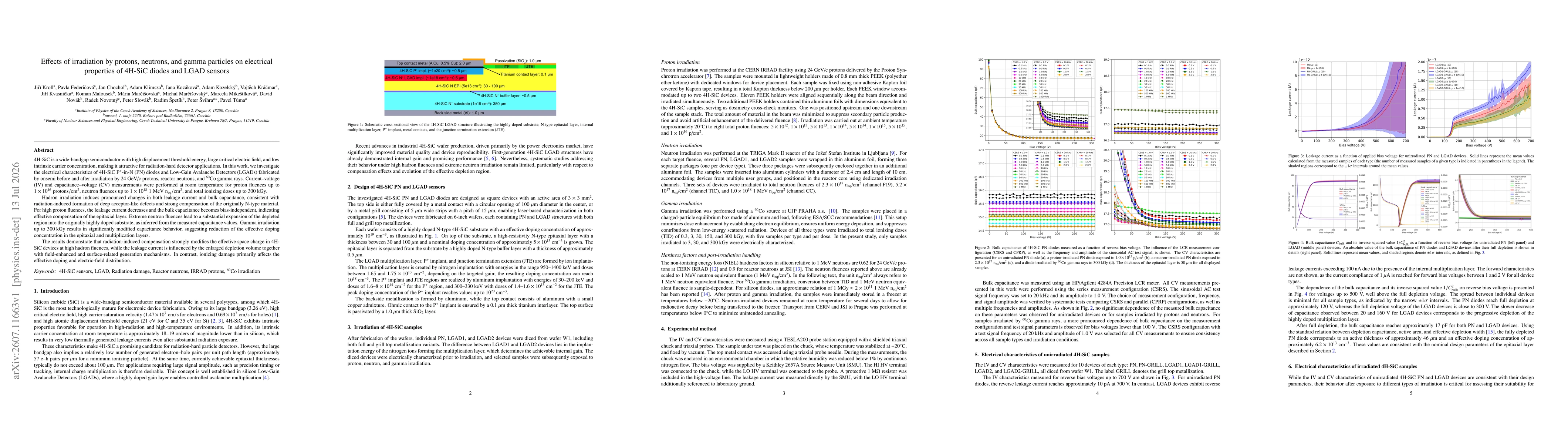 Thumbnail for Effects of irradiation by protons, neutrons, and gamma particles on electrical properties of 4H-SiC diodes and LGAD sensors