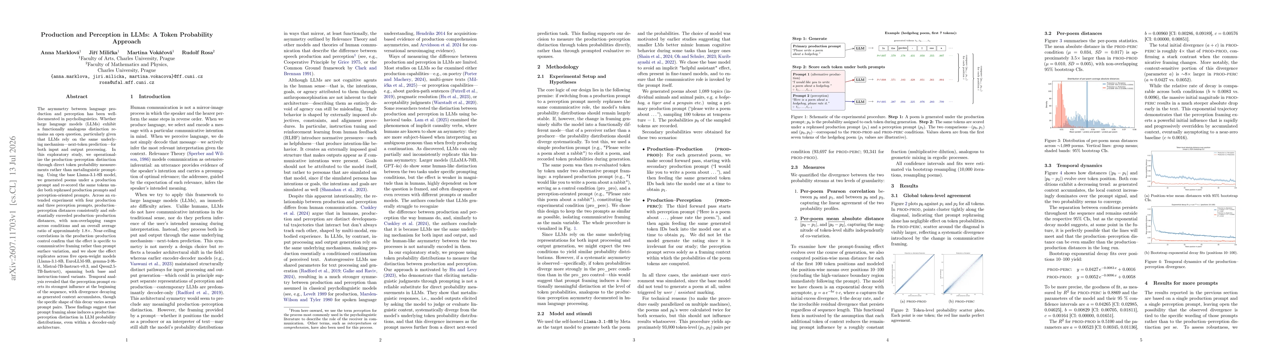Thumbnail for Production and Perception in LLMs: A Token Probability Approach