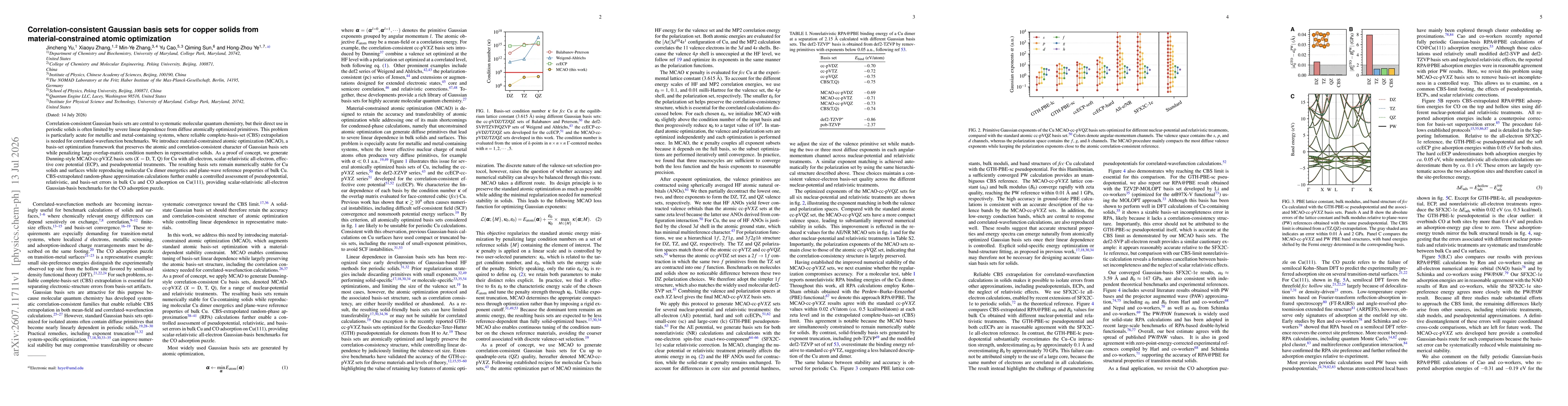 Thumbnail for Correlation-consistent Gaussian basis sets for copper solids from material-constrained atomic optimization