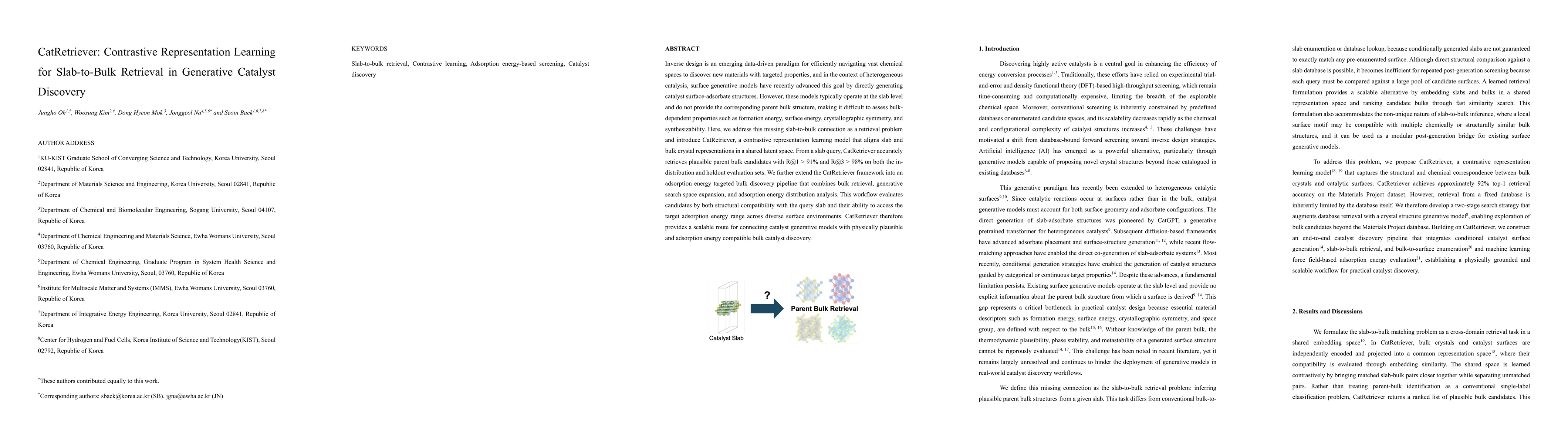 Thumbnail for CatRetriever: Contrastive Representation Learning for Slab-to-Bulk Retrieval in Generative Catalyst Discovery