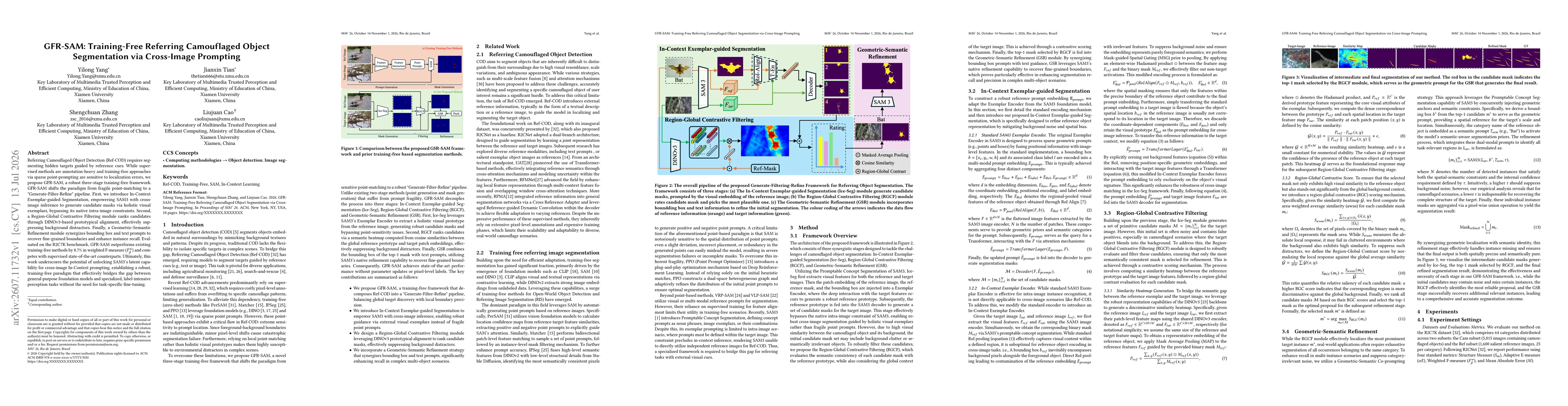 Thumbnail for GFR-SAM: Training-Free Referring Camouflaged Object Segmentation via Cross-Image Prompting