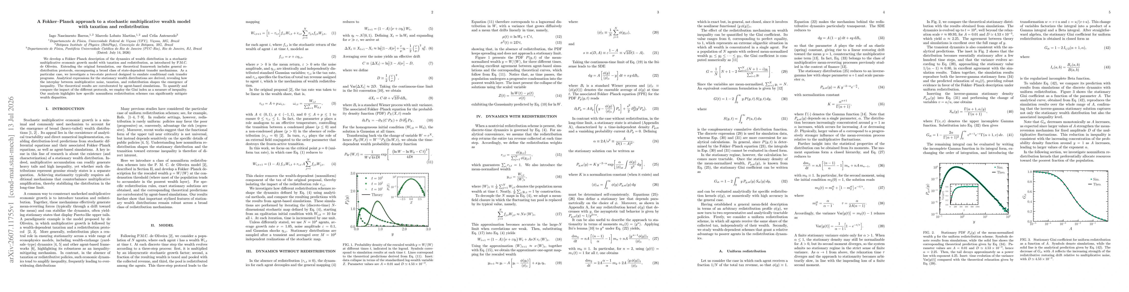 Thumbnail for A Fokker-Planck approach to a stochastic multiplicative wealth model with taxation and redistribution