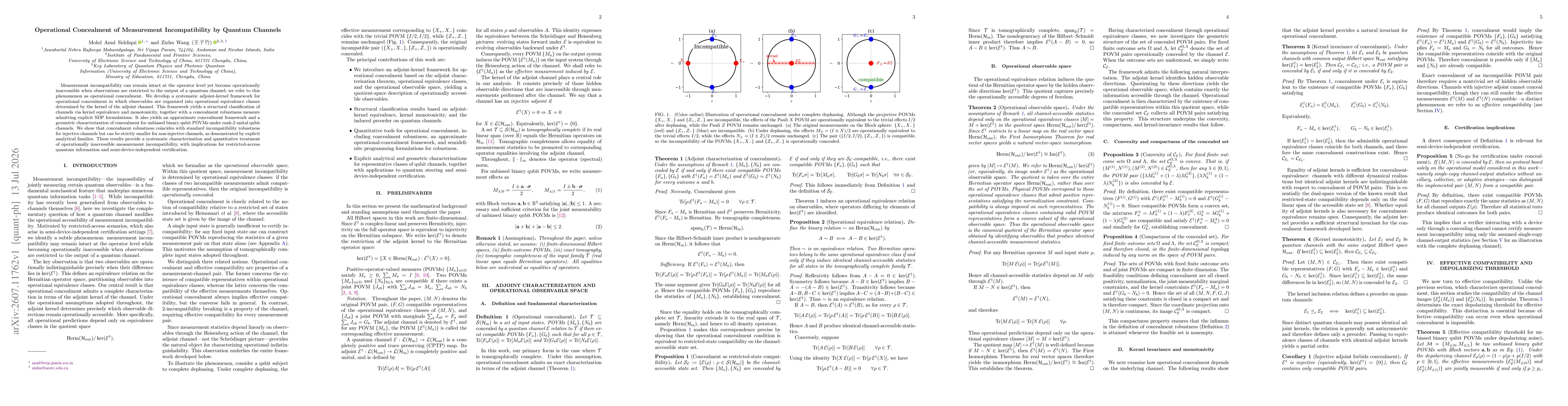 Thumbnail for Operational Concealment of Measurement Incompatibility by Quantum Channels