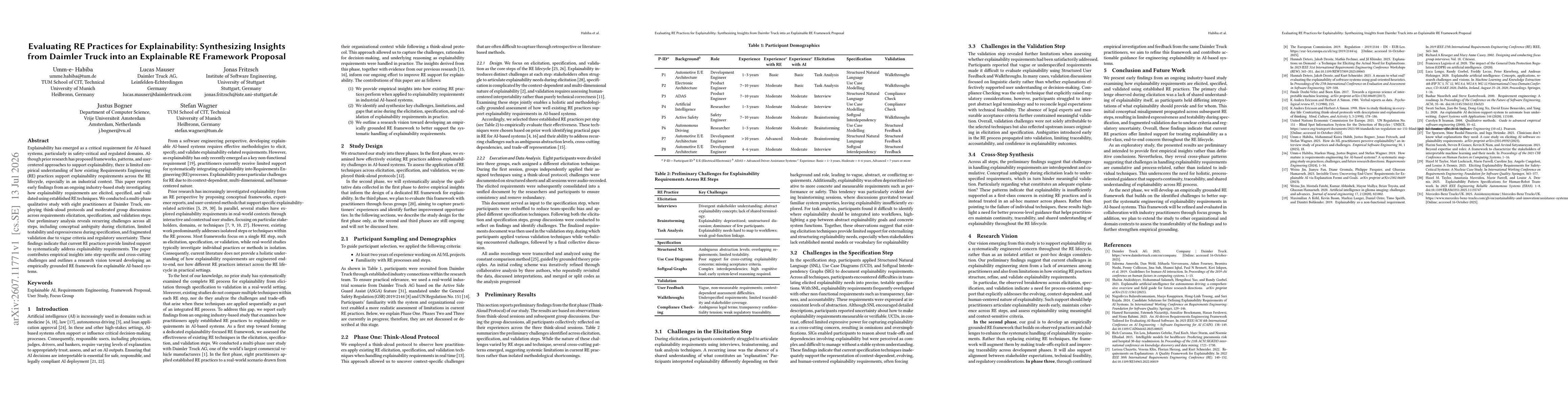 Thumbnail for Evaluating RE Practices for Explainability: Synthesizing Insights from Daimler Truck into an Explainable RE Framework Proposal