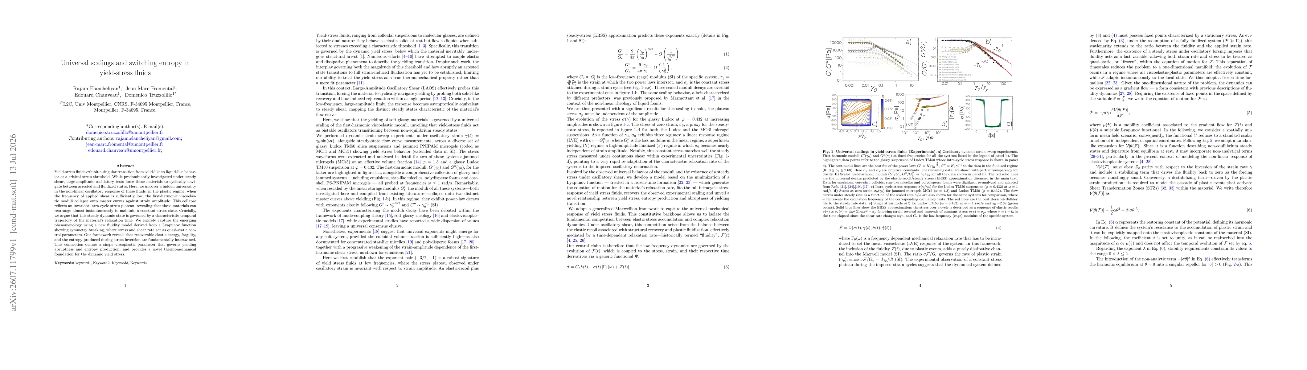 Thumbnail for Universal scalings and switching entropy in yield-stress fluids