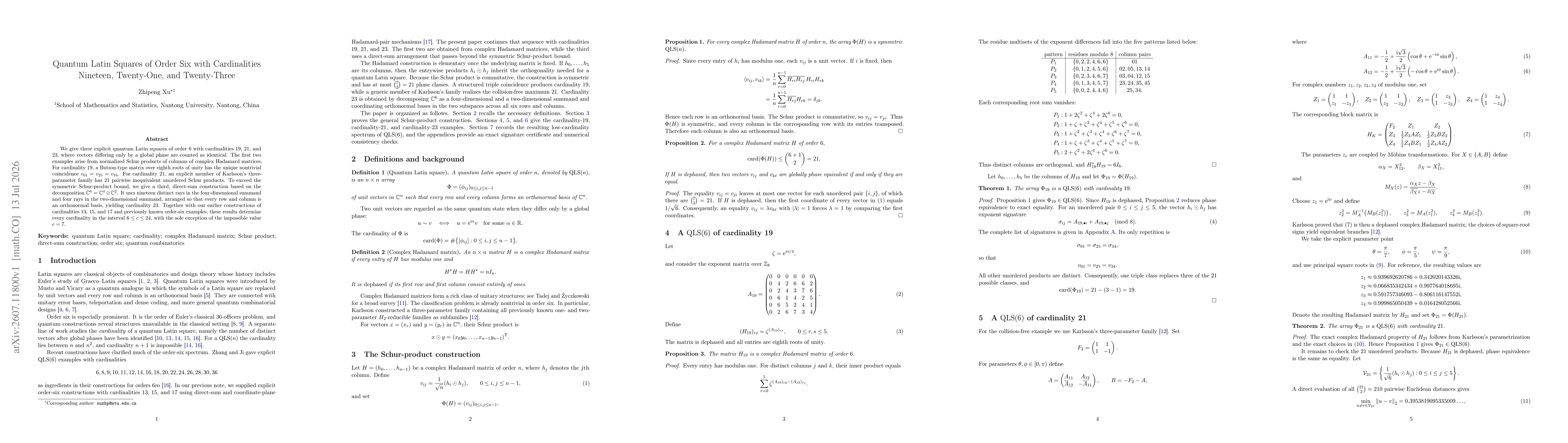 Thumbnail for Quantum Latin Squares of Order Six with Cardinalities Nineteen, Twenty-One, and Twenty-Three