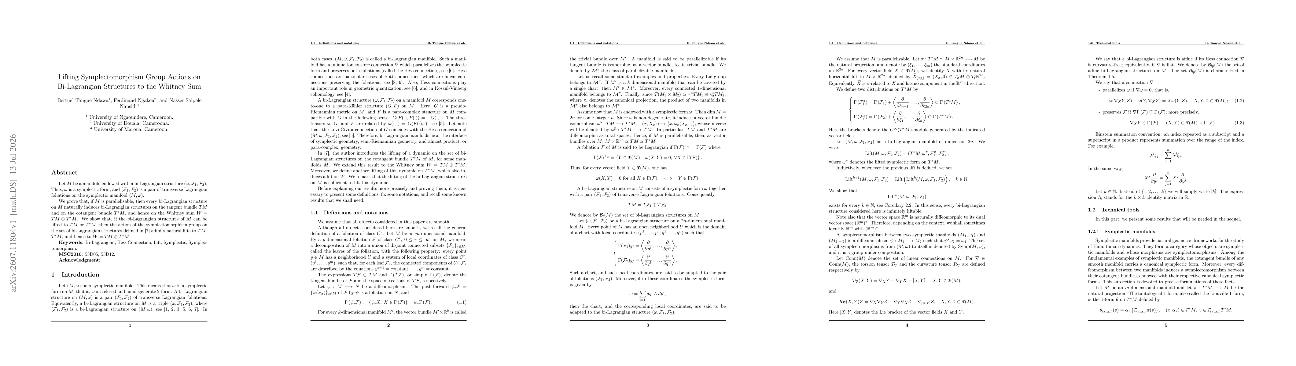 Thumbnail for Lifting Symplectomorphism Group Actions on Bi-Lagrangian Structures to the Whitney Sum