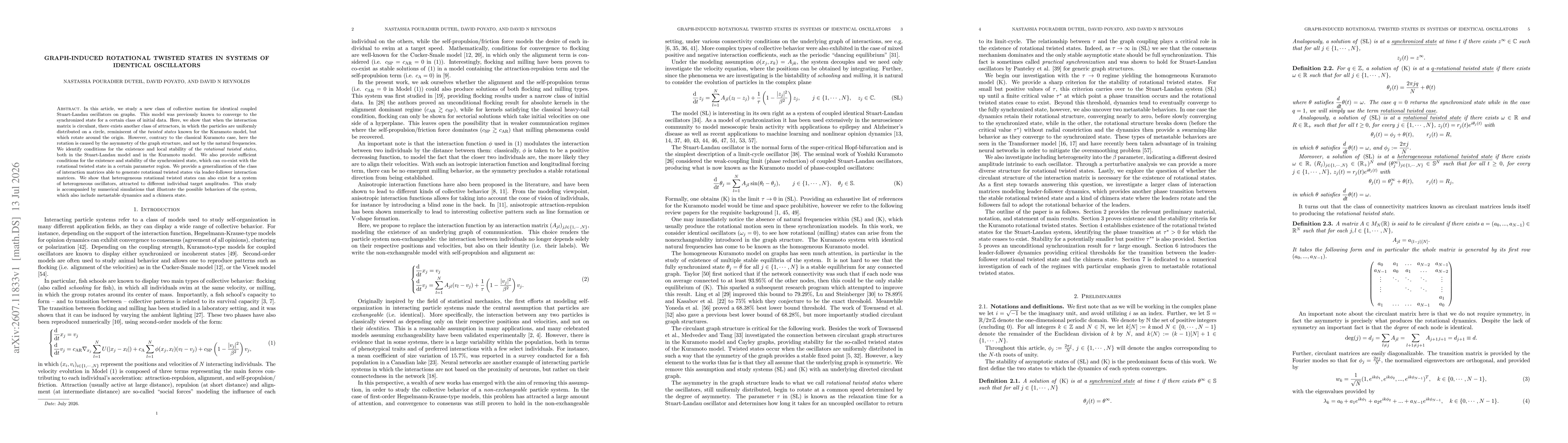 Thumbnail for Graph-Induced Rotational Twisted States in Systems of Identical Oscillators