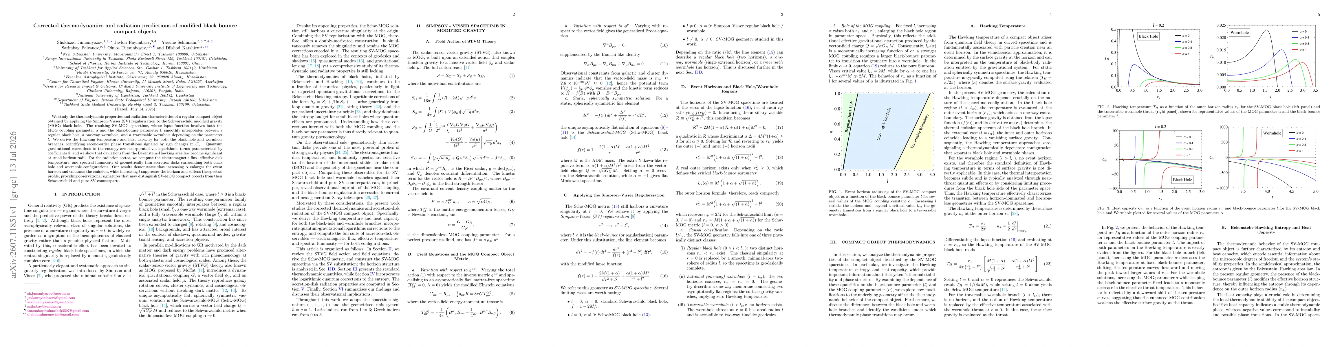 Thumbnail for Corrected thermodynamics and radiation predictions of modified black bounce compact objects