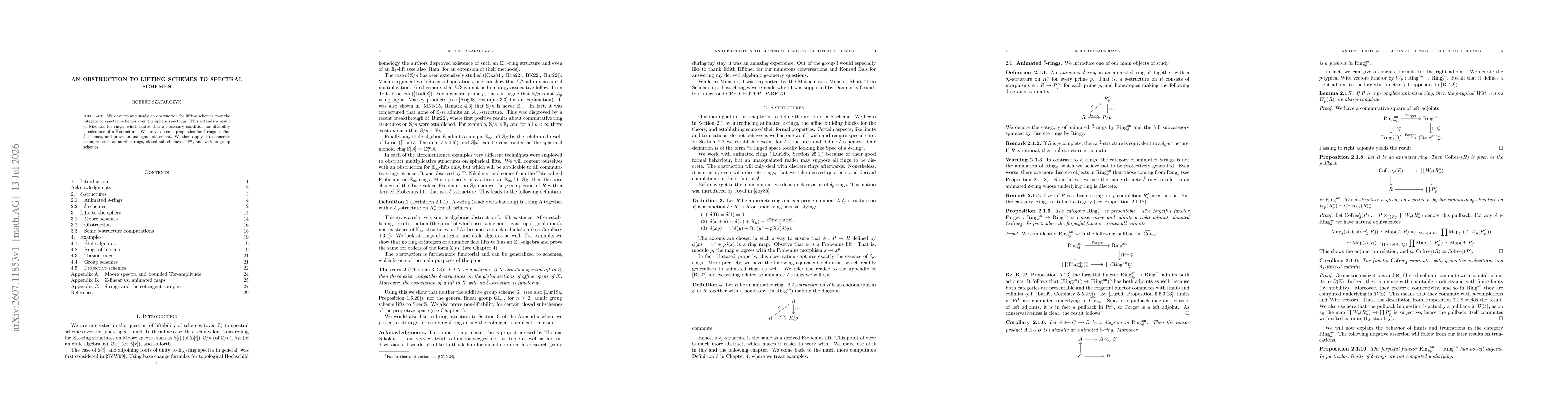 Thumbnail for An obstruction to lifting schemes to spectral schemes