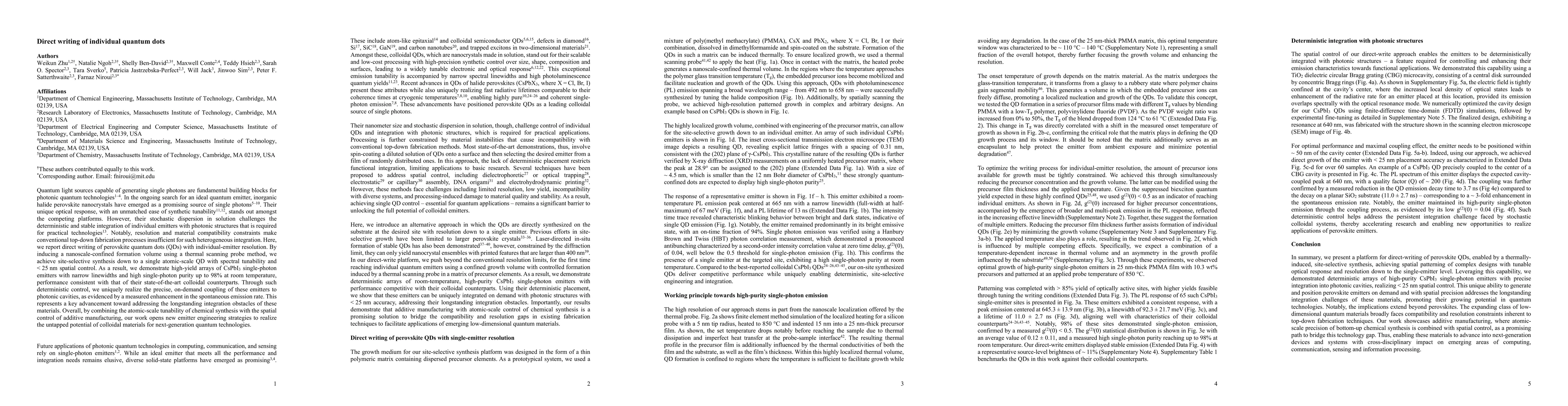 Thumbnail for Direct writing of individual quantum dots
