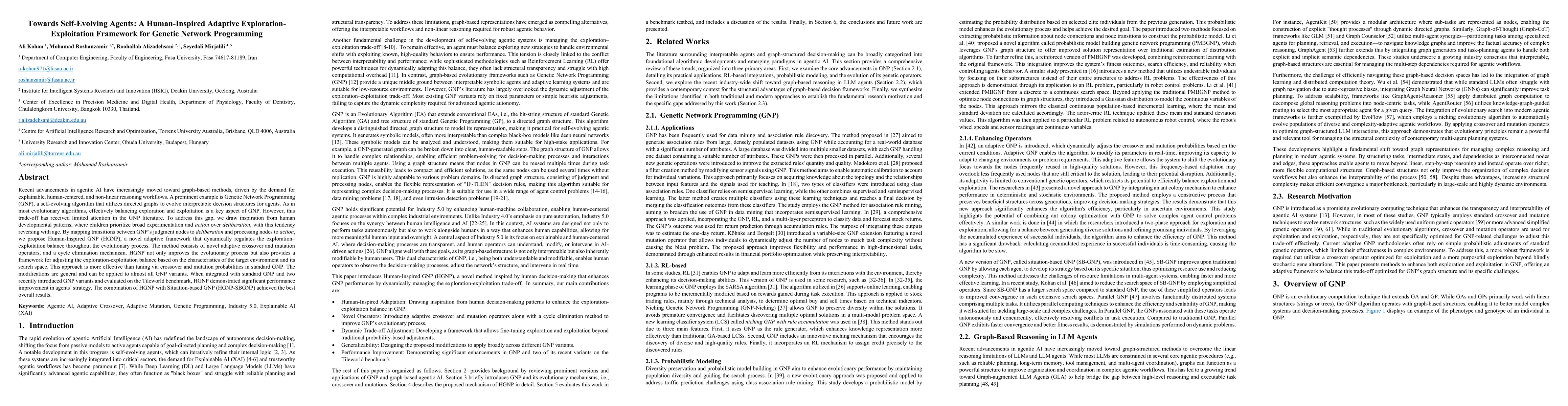 Thumbnail for Towards Self-Evolving Agents: A Human-Inspired Adaptive Exploration-Exploitation Framework for Genetic Network Programming