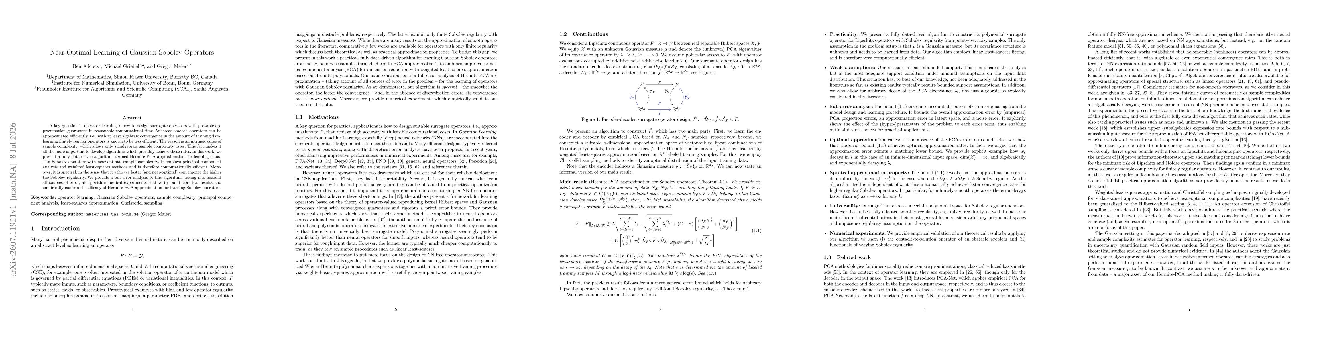 Thumbnail for Near-Optimal Learning of Gaussian Sobolev Operators