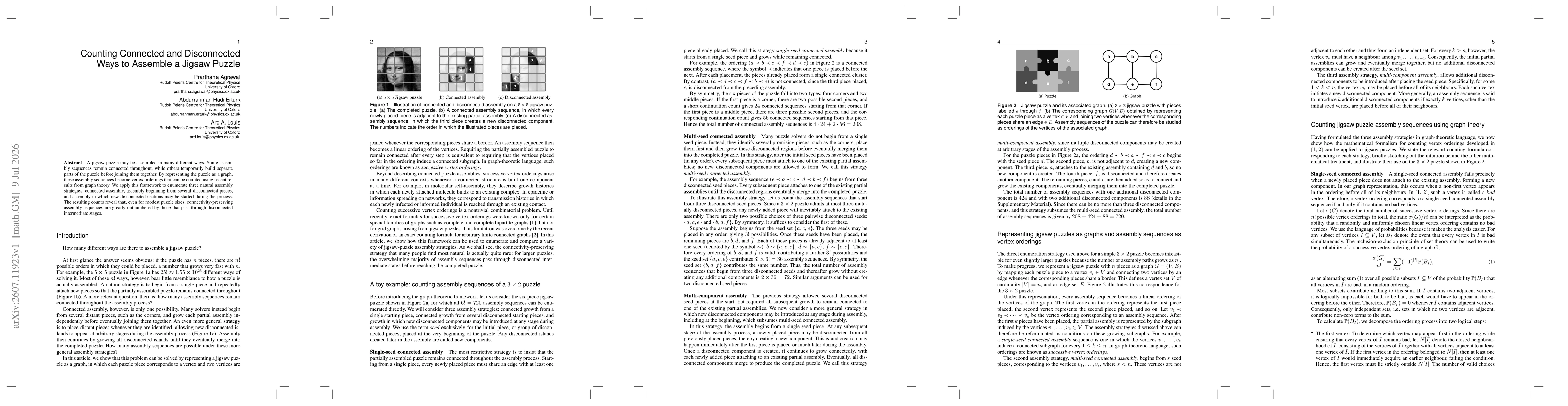 Thumbnail for Counting Connected and Disconnected Ways to Assemble a Jigsaw Puzzle