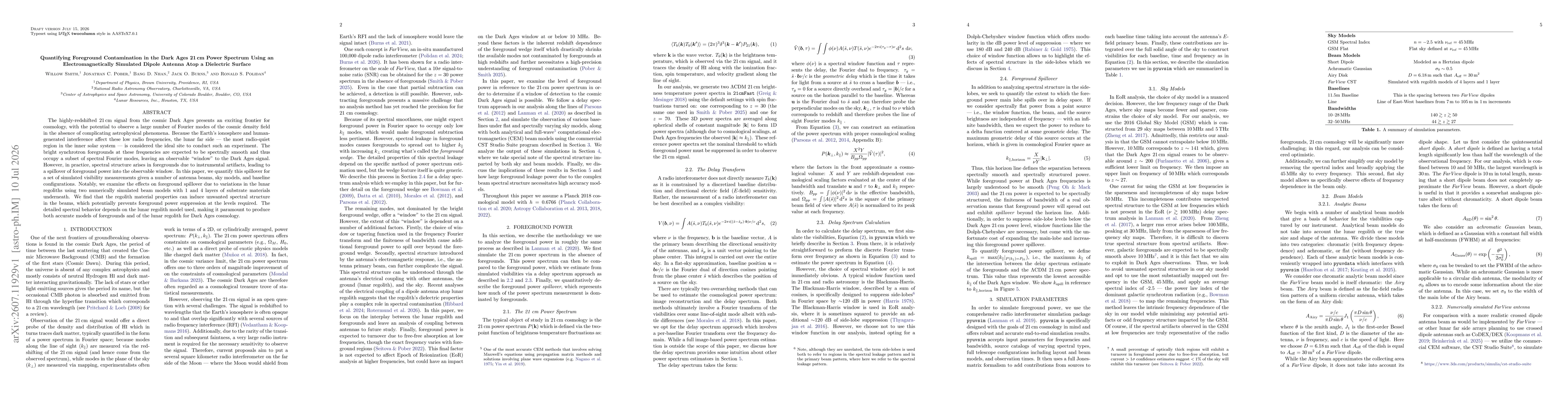 Thumbnail for Quantifying Foreground Contamination in the Dark Ages 21 cm Power Spectrum Using an Electromagnetically Simulated Dipole Antenna Atop a Dielectric Surface